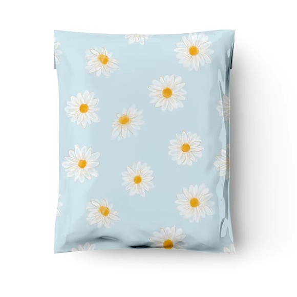 🌼20 Designer blue & white daisies Poly Mailers 10 x 13 inch - Picture 3 of 5